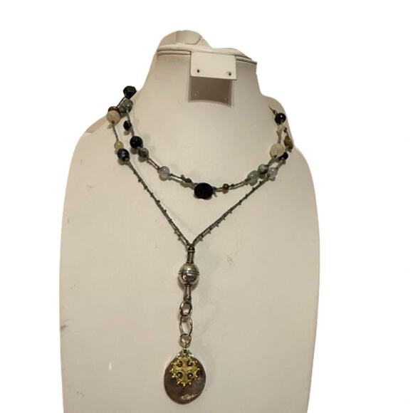 Artisan Boho Beaded Mixed Metal Necklace - Picture 3 of 9